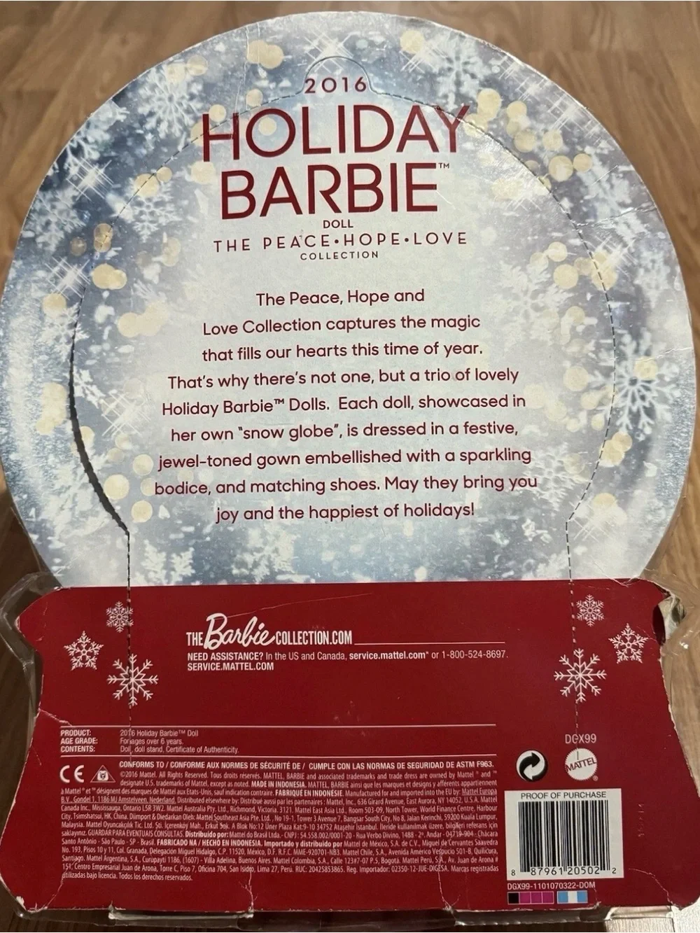 Barbie Holiday MODEL MUSE 2016 Peace Hope & Love Brunette Doll Damaged Box